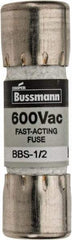 Cooper Bussmann - 600 VAC, 0.5 Amp, Fast-Acting General Purpose Fuse - Fuse Holder Mount, 1-3/8" OAL, 10 at AC kA Rating, 13/32" Diam - Exact Tool & Supply