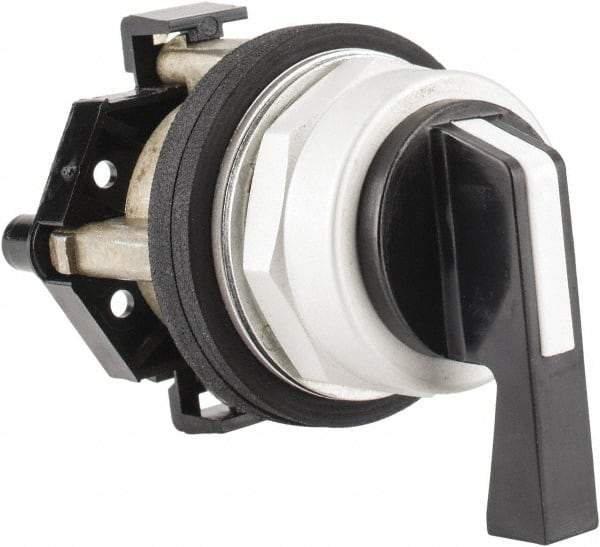 Eaton Cutler-Hammer - 30-1/2mm Mount Hole, 2 Position, Lever Operated, Selector Switch Only - Black, Maintained (MA) - Momentary (MO), Nonilluminated, Oil and Watertight - Exact Tool & Supply