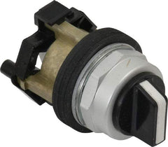 Eaton Cutler-Hammer - 30-1/2mm Mount Hole, 3 Position, Knob Operated, Selector Switch Only - Black, Maintained (MA) - Maintained (MA) - Momentary (MO), Nonilluminated, Oil and Watertight - Exact Tool & Supply