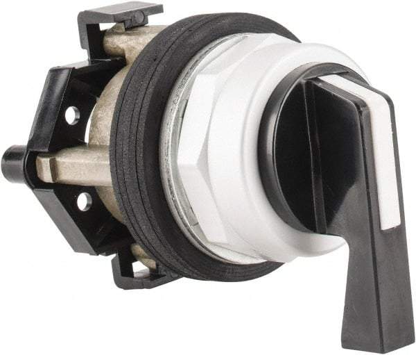 Eaton Cutler-Hammer - 30-1/2mm Mount Hole, 3 Position, Lever Operated, Selector Switch Only - Black, Maintained (MA) - Maintained (MA) - Momentary (MO), Nonilluminated, Oil and Watertight - Exact Tool & Supply