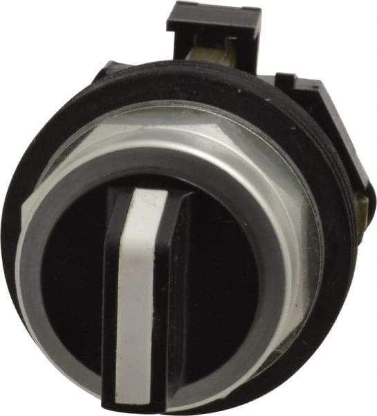 Eaton Cutler-Hammer - 30-1/2mm Mount Hole, 3 Position, Knob Operated, Selector Switch Only - Black, Momentary (MO) - Maintained (MA) - Momentary (MO), Nonilluminated, Oil and Watertight - Exact Tool & Supply