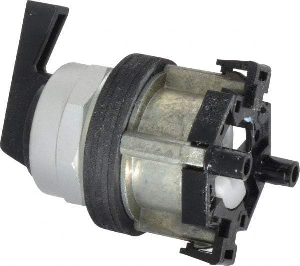 Eaton Cutler-Hammer - 30-1/2mm Mount Hole, 3 Position, Lever Operated, Selector Switch Only - Black, Momentary (MO) - Maintained (MA) - Momentary (MO), Nonilluminated, Oil and Watertight - Exact Tool & Supply