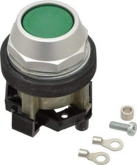 Eaton Cutler-Hammer - 30-1/2mm Mount Hole, Flush, Pushbutton Switch Only - Round, Green Pushbutton, Nonilluminated, Momentary (MO), Corrosion Resistant, Oiltight and Watertight - Exact Tool & Supply
