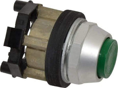Eaton Cutler-Hammer - 30-1/2mm Mount Hole, Extended Straight, Pushbutton Switch Only - Round, Green Pushbutton, Nonilluminated, Momentary (MO), Corrosion Resistant, Oiltight and Watertight - Exact Tool & Supply
