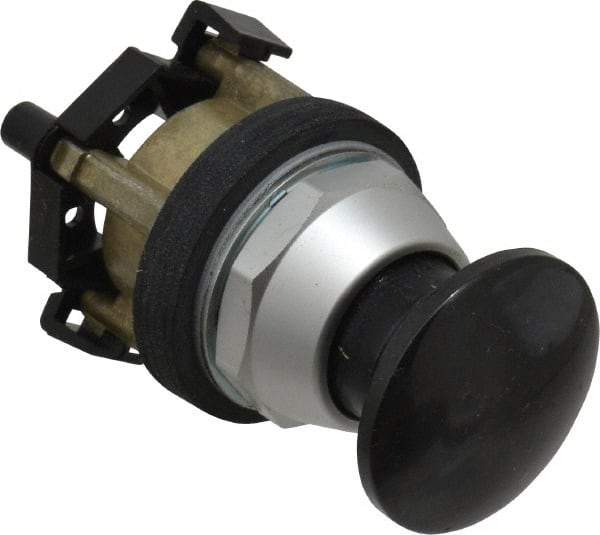 Eaton Cutler-Hammer - 30.5mm Mount Hole, 3035mm Extended Mushroom Head, Pushbutton Switch Only - Round, Black Pushbutton, Nonilluminated, Momentary (MO), Corrosion Resistant, Oiltight & Watertight - Exact Tool & Supply