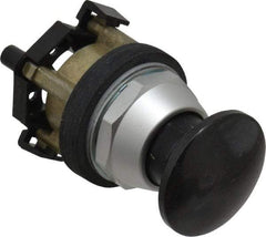 Eaton Cutler-Hammer - 30.5mm Mount Hole, 3035mm Extended Mushroom Head, Pushbutton Switch Only - Round, Black Pushbutton, Nonilluminated, Momentary (MO), Corrosion Resistant, Oiltight & Watertight - Exact Tool & Supply