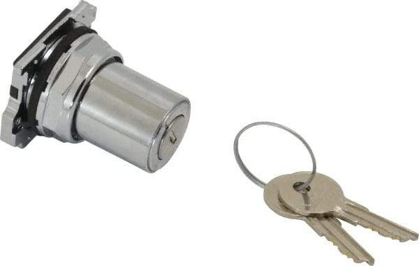 Eaton Cutler-Hammer - 30-1/2mm Mount Hole, 2 Position, Key Operated, Selector Switch Only - Silver, Momentary (MO) - Exact Tool & Supply