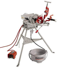 Ridgid - 1/8 to 2 Inch Pipe, 38 RPM Spindle Speed, 1/2 hp, Pipe Threading Machine - Heavy Duty Forward, Off, Reverse with Integral Foot Switch Motor Control, Model 341 Reamer, 115 Volts - Exact Tool & Supply