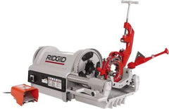 Ridgid - 1/4 to 4 Inch Pipe, 36 RPM Spindle Speed, 1-1/2 hp, Pipe Threading Machine - Heavy Duty Rotary Forward, Off, Reverse with Integral Foot Switch Motor Control, Model 744 Reamer, 120 Volts - Exact Tool & Supply