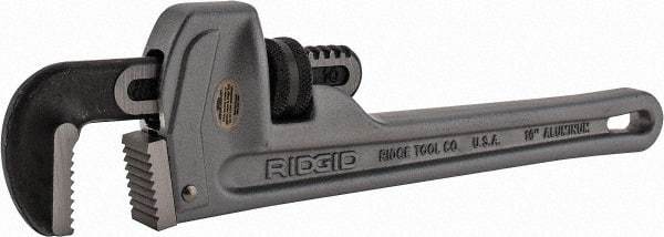 Ridgid - 10" Aluminum Straight Pipe Wrench - 1-1/2" Pipe Capacity - Exact Tool & Supply