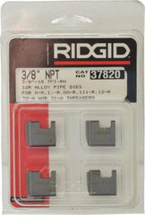 Ridgid - 3/8-18 NPT, Right Hand, Alloy Steel, Pipe Threader Die - Ridgid OO-R, 11-R, 12-R, O-R, 11-R Ratchet Threaders or 30A, 31A 3-Way Pipe Threaders Compatibility - Exact Tool & Supply
