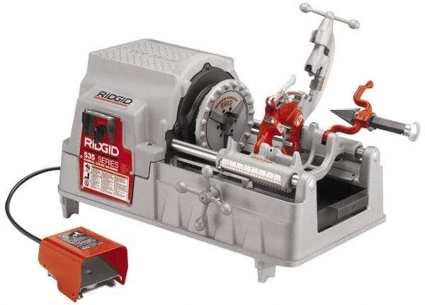 Ridgid - 1/8 to 2 Inch Pipe, 36 RPM Spindle Speed, 1/2 hp, Pipe Threading Machine - Forward, Off, Reverse with Integral Safety Foot Switch Motor Control, Model 341 Reamer, 115 Volts - Exact Tool & Supply