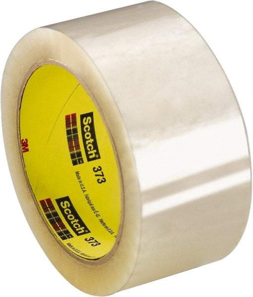 3M - 3" x 110 Yd Clear Rubber Adhesive Sealing Tape - Polypropylene Film Backing, 2.5 mil Thick, 60 Lb Tensile Strength, Series 373 - Exact Tool & Supply