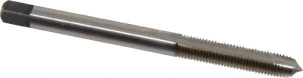 Made in USA - #10-40 UNS, 2 Flute, Bright Finish, High Speed Steel Spiral Point Tap - Plug Chamfer, Right Hand Thread, 2-3/8" OAL, 7/8" Thread Length, 0.194" Shank Diam - Exact Tool & Supply