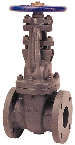 NIBCO - 2" Pipe, Class 125, Flanged Iron Solid Wedge OS & Y Gate Valve with PTFE Packing - 200 WOG, 125 WSP, Bolted Bonnet - Exact Tool & Supply
