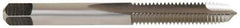 Made in USA - 1/4-24 UNS, 2 Flute, Bright Finish, High Speed Steel Spiral Point Tap - Plug Chamfer, Right Hand Thread, 2-1/2" OAL, 1" Thread Length, 0.255" Shank Diam - Exact Tool & Supply