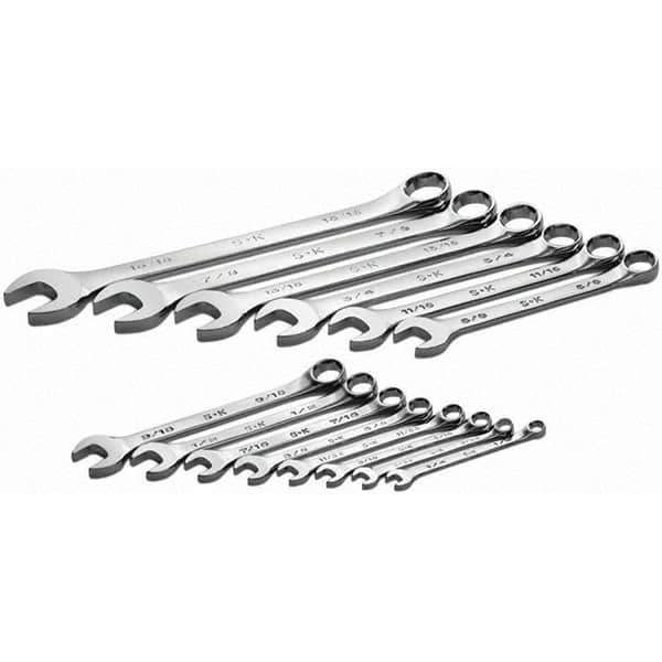 SK - 14 Piece, 1/4 to 5/16", Combination Wrench Set - Inch System of Measurement, Chrome Finish - Exact Tool & Supply