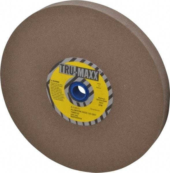 Tru-Maxx - 120 Grit Aluminum Oxide Bench & Pedestal Grinding Wheel - 8" Diam x 1" Hole x 3/4" Thick, 3600 Max RPM, O Hardness, Fine Grade , Vitrified Bond - Exact Tool & Supply