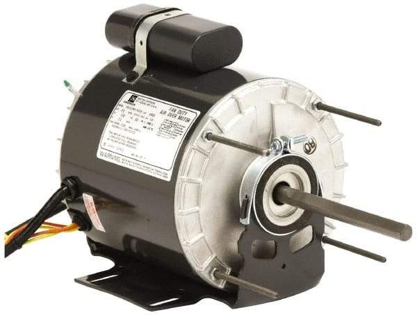 US Motors - 1/6 hp, TEAO Enclosure, Auto Thermal Protection, 1,075 RPM, 115 Volt, 60 Hz, Single Phase Permanent Split Capacitor (PSC) Motor - Size 48YZ Frame, Stud Mount, 1 Speed, Ball Bearings, 2.6 Full Load Amps, B Class Insulation, CCW Lead End - Exact Tool & Supply