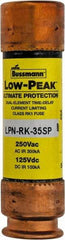Cooper Bussmann - 125 VDC, 250 VAC, 35 Amp, Time Delay General Purpose Fuse - Bolt-on Mount, 76.2mm OAL, 100 at DC, 300 at AC (RMS) kA Rating, 13/16" Diam - Exact Tool & Supply