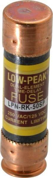 Cooper Bussmann - 125 VDC, 250 VAC, 50 Amp, Time Delay General Purpose Fuse - Fuse Holder Mount, 76.2mm OAL, 100 at DC, 300 at AC (RMS) kA Rating, 13/16" Diam - Exact Tool & Supply