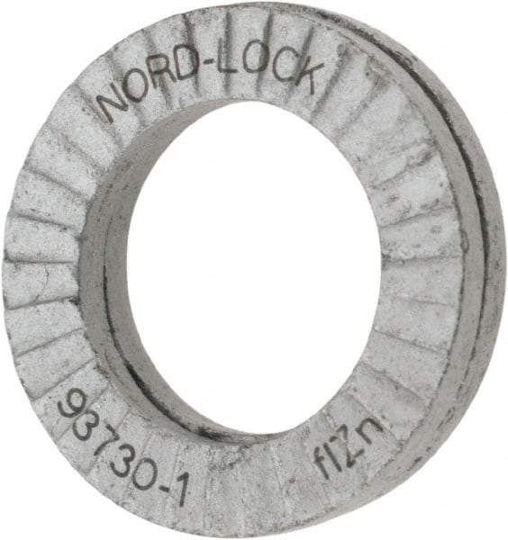 Nord-Lock - 5/16", 0.534" OD, Zinc Flake, Steel Wedge Lock Washer - Grade 2, 0.336 to 0.344" ID - Exact Tool & Supply