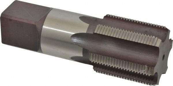 Made in USA - 1-3/4 - 12 UNS 6 Flute Bright Finish High Speed Steel Straight Flute Standard Hand Tap - Bottoming, Right Hand Thread, 5" OAL, 3-3/16" Thread Length, H6 Limit, Oversize - Exact Tool & Supply