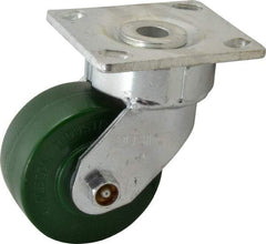 Albion - 4" Diam x 2" Wide x 5-5/8" OAH Top Plate Mount Swivel Caster - Polyurethane, 1,000 Lb Capacity, Roller Bearing, 4 x 4-1/2" Plate - Exact Tool & Supply