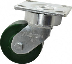 Albion - 4" Diam x 2" Wide x 5-5/8" OAH Top Plate Mount Swivel Caster - Polyurethane, 1,000 Lb Capacity, Precision Sealed Bearing, 4 x 4-1/2" Plate - Exact Tool & Supply