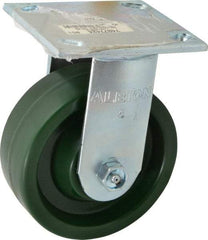 Albion - 5" Diam x 2" Wide x 6-1/2" OAH Top Plate Mount Rigid Caster - Polyurethane, 1,000 Lb Capacity, Roller Bearing, 4 x 4-1/2" Plate - Exact Tool & Supply