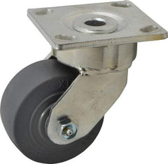 Albion - 4" Diam x 2" Wide x 5-5/8" OAH Top Plate Mount Swivel Caster - Soft Rubber, 350 Lb Capacity, Roller Bearing, 4 x 4-1/2" Plate - Exact Tool & Supply