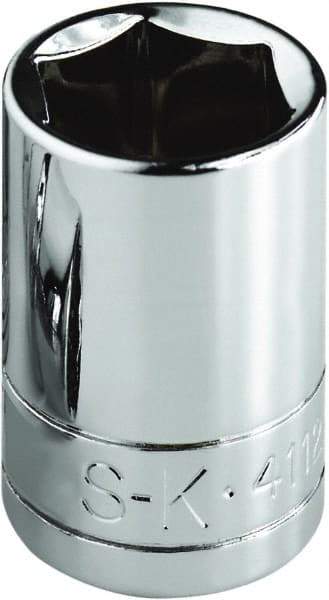 SK - 7/8", 1/2" Drive, Standard Hand Socket - 6 Points, Steel, Chrome Finish - Exact Tool & Supply