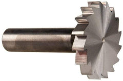 Made in USA - 1-1/2" Diam x 1/4" Face Width, Solid Carbide, 16 Teeth, Shank Connection Woodruff Keyseat Cutter - Uncoated, 2-1/4" OAL x 1/2" Shank, Straight Teeth, ANSI 812, Old Standard 24 - Exact Tool & Supply