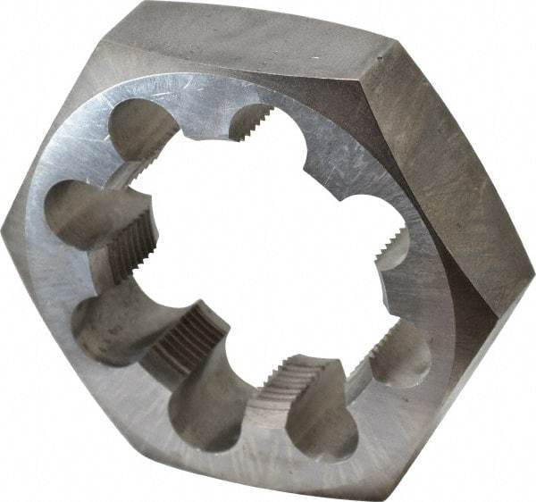 Made in USA - 2-1/4 - 12 UNS Thread, 3-1/2" Hex, Right Hand Thread, Hex Rethreading Die - Carbon Steel, 1" Thick - Exact Tool & Supply