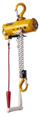 Harrington Hoist - 1/4 Ton Load Limit, 10' Max Height Top Hook Air Hoist - 48 SCFM at 90 PSI, 32 FPM Lift Speed, 12" Min Headroom, Pull Cord Control - Exact Tool & Supply