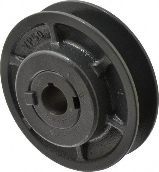 Browning - 7/8" Inside Diam x 4-3/4" Outside Diam, 1 Groove, Variable Pitched Sheave - Belt Sections 3L, 4L, A, 5L & B, 2-5/32" Sheave Thickness, 11/16 to 1-1/16" Face Width - Exact Tool & Supply