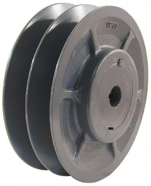 Browning - 1-1/8" Inside Diam x 3.95" Outside Diam, 2 Groove, Variable Pitched Sheave - Belt Sections 3L, 4L, A, 5L & B, 3" Sheave Thickness, 1-3/8 to 2" Face Width - Exact Tool & Supply