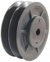 Browning - 3/4" Inside Diam x 3.95" Outside Diam, 2 Groove, Variable Pitched Sheave - Belt Sections 3L, 4L, A, 5L & B, 3" Sheave Thickness, 1-3/8 to 2" Face Width - Exact Tool & Supply