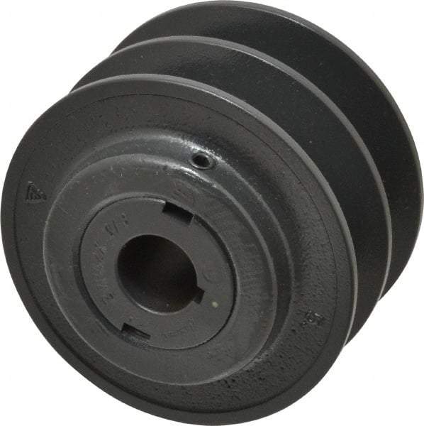 Browning - 7/8" Inside Diam x 3.95" Outside Diam, 2 Groove, Variable Pitched Sheave - Belt Sections 3L, 4L, A, 5L & B, 3" Sheave Thickness, 1-3/8 to 2" Face Width - Exact Tool & Supply