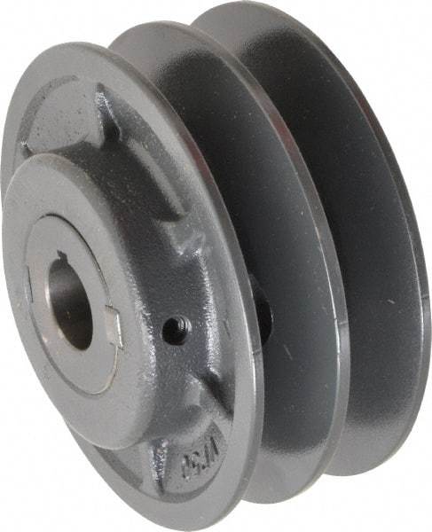 Browning - 7/8" Inside Diam x 4-3/4" Outside Diam, 2 Groove, Variable Pitched Sheave - Belt Sections 3L, 4L, A, 5L & B, 3" Sheave Thickness, 1-3/8 to 2" Face Width - Exact Tool & Supply