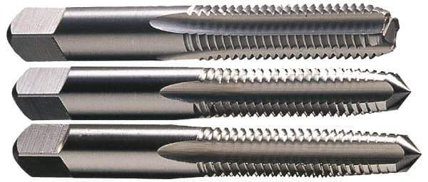 Interstate - M15x1.50 Metric Fine, 4 Flute, Bottoming, Plug & Taper, Bright Finish, High Speed Steel Tap Set - Right Hand Cut, 3-19/32" OAL, 1-13/16" Thread Length - Exact Tool & Supply