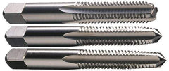Made in USA - 5/16-18 UNC, 4 Flute, Bottoming, Plug & Taper, Chrome Finish, High Speed Steel Tap Set - Right Hand Cut, 2-23/32" OAL, 1-1/8" Thread Length, 2B/3B Class of Fit - Exact Tool & Supply