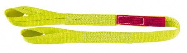 Lift-All - 3' Long x 4" Wide, 11,500 Lb Vertical Capacity, 2 Ply, Polyester Web Sling - 9,200 Lb Choker Capacity, Yellow - Exact Tool & Supply