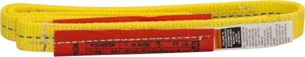 Lift-All - 3' Long x 1" Wide, 1,600 Lb Vertical Capacity, 1 Ply, Polyester Web Sling - 1,250 Lb Choker Capacity, Yellow - Exact Tool & Supply