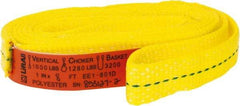 Lift-All - 8' Long x 1" Wide, 1,600 Lb Vertical Capacity, 1 Ply, Polyester Web Sling - 1,250 Lb Choker Capacity, Yellow - Exact Tool & Supply