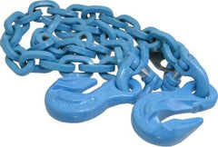 Pewag - 5' Long, 10,600 Lb Basket Capacity, 10,600 Lb Vertical Capacity, 1 Ply, Alloy Steel Web Sling - 10,600 Lb Choker Capacity, SGG Chain Sling, 3/8" Diam Chain, Blue, with 1 Grab Hook on Each End - Exact Tool & Supply