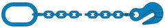 Pewag - 5' Long, 17,900 Lb Basket Capacity, 17,900 Lb Vertical Capacity, 1 Ply, Alloy Steel Web Sling - 17,900 Lb Choker Capacity, SOG Chain Sling, 1/2" Diam Chain, Blue, with Grab Hook & Master Link - Exact Tool & Supply