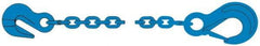 Pewag - 5' Long, 10,600 Lb Basket Capacity, 10,600 Lb Vertical Capacity, 1 Ply, Alloy Steel Web Sling - 10,600 Lb Choker Capacity, SSG Chain Sling, 3/8" Diam Chain, Blue, with Grab Hook & Sling Hook - Exact Tool & Supply