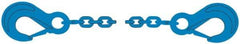 Pewag - 5' Long, 17,900 Lb Basket Capacity, 17,900 Lb Vertical Capacity, 1 Ply, Alloy Steel Web Sling - 17,900 Lb Choker Capacity, SSS Chain Sling, 1/2" Diam Chain, Blue, with Sling Hooks on Each End - Exact Tool & Supply