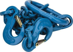 Pewag - 5' Long, 31,000 Lb Basket Capacity, 17,900 Lb Vertical Capacity, 2 Ply, Alloy Steel Web Sling - 17,900 Lb Choker Capacity, DOS Chain Sling, 1/2" Diam Chain, Blue, with 2 Grab Hooks & Master Link - Exact Tool & Supply